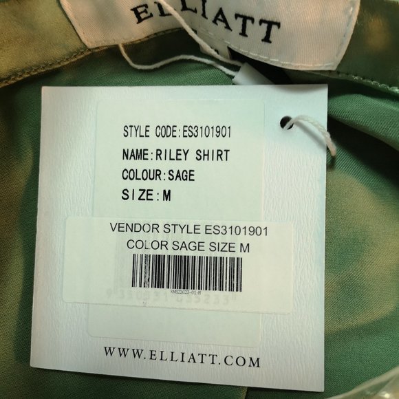 NWT - ELLIATT - Riley Shirt with Split Sleeves in Sage - Picture 4 of 5